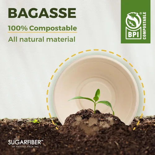 Miniatura 6 de Paquete de cosecha libre de PFAS de 24 onzas, cuencos compostables de 24 onzas, cuencos redondos de papel resistentes y ecológicos, desechables