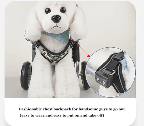 Miniatura 5 de Silla de ruedas para perros de 2/4 ruedas para patas traseras, ajustable y ligera, para mascotas, patas traseras con ruedas, ayuda para la movilidad