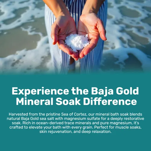 Miniatura 7 de Baja Gold Ocean Mineral Soak – Remojo de baño de magnesio natural y oligoelementos Remojo relajante y limpio de ingredientes para baño, músculos