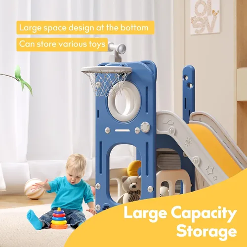 Miniatura 6 de 6 in 1 Toddler Playset with Slide,Toddler Slide,Slide for Kids with Basketball Hoop,Ball,Ring Toss,Kids Slide Toddler Playground Toddler Slide