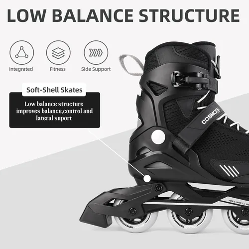 Miniatura 2 de Patín en línea de fitness para hombres adultos, cuchillas de calle al aire libre para adultos, patines de fitness profesionales, negro, tamaño 5-12