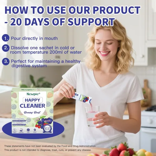 Miniatura 6 de Newpie Superfoods Happy Cleaner - Polvo probiótico y probiótico con sabor a sandía, fibra orgánica, sin azúcar, salud intestinal, antioxidante