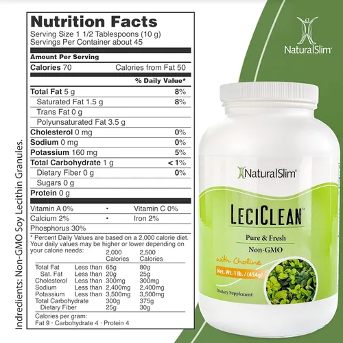 Miniatura 2 de Naturalslim Leciclean - Gránulos de lecitina de soja pura - Emulsionante de grado alimenticio sin OMG - Limpieza y apoyo cognitivo - Gránulos