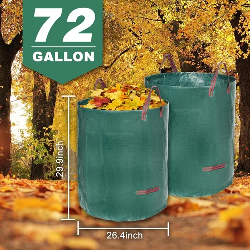 Miniatura 6 de Joyhalo Bolsas de basura reutilizables para patio, 72 galones, paquete de 6, resistentes con guantes de jardinería y 4 asas, soportables, camping