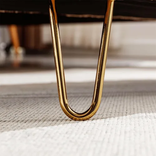 Miniatura 6 de Polibi Banco de almacenamiento, banco otomano de piel sintética con patas doradas, acolchado tapizado con almacenamiento para lado de la cama, Azul