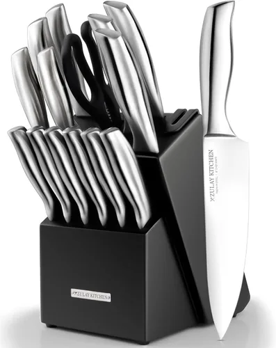 Miniatura 17 de Zulay - Juego de cuchillos de cocina de acero inoxidable de 15 piezas con afilador integrado, cuchillos ultra afilados y resistentes al óxido