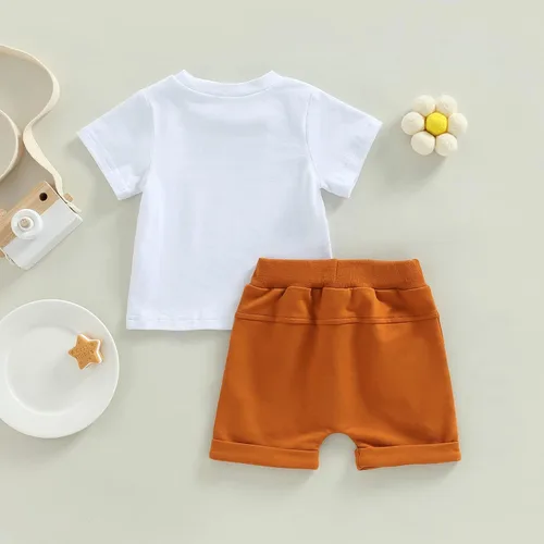 Miniatura 30 de Conjunto de ropa de verano para niños pequeños, 2 piezas, camiseta de manga corta con cintura elástica