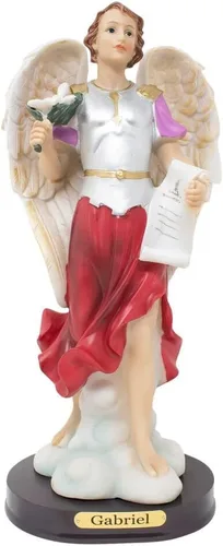 Mi Santuario Estatua de Arcángel Gabriel de 12 pulgadas, figura religiosa de resina duradera para decoración del hogar de la iglesia y
