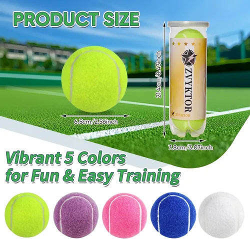 Miniatura 2 de Pelotas de tenis 3/4 – Pelotas de entrenamiento y práctica de alta elasticidad para principiantes, bolas de colores duraderas de alta visibilidad