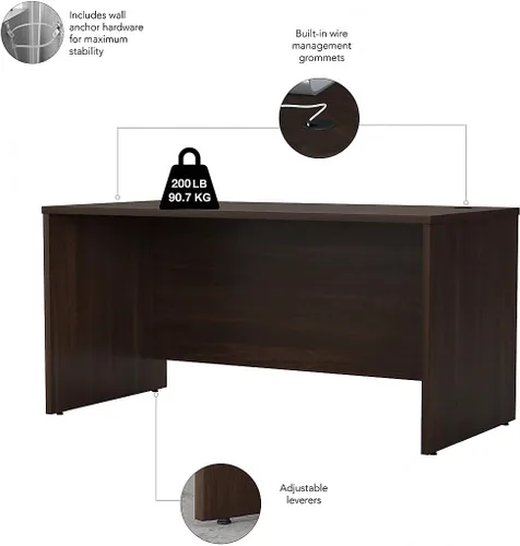 Miniatura 4 de Escritorio de oficina Bush Business Furniture Studio C 60W x 30D en nogal negro, mesa de computadora para espacio de trabajo doméstico o profesional