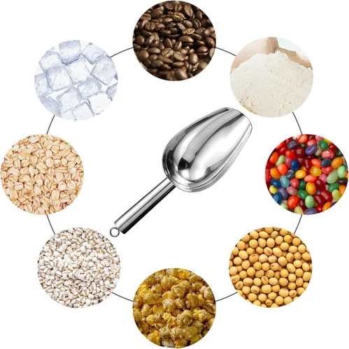 Miniatura 5 de Cuchara de hielo de metal de 12 onzas, pequeña cuchara de hielo de acero inoxidable para máquina de hielo, cubeta de hielo, cocina, congelador, bar