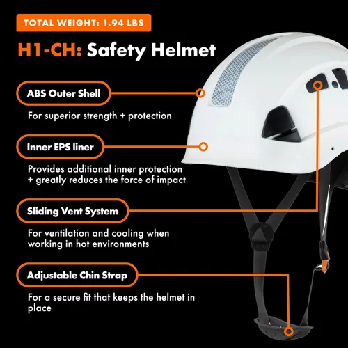 Miniatura 6 de Casco Protector Defender Safety H1 con Visera ANSI Z89.1 Blanco