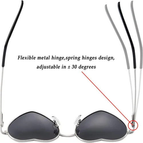 Miniatura 3 de Gafas de sol polarizadas con forma de corazón para mujer, marco de metal, estilo encantador, protección UV400