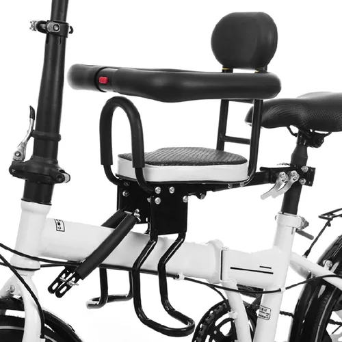 Miniatura 8 de Asiento de bicicleta para niños, asiento de bicicleta infantil grueso montado en la parte delantera de 176.4 lbs de capacidad con reposapiés