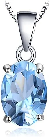 JewelryPalace Juego de collar con colgante solitario de piedra preciosa natural, granate, peridoto amatista, citrino, topacio azul, piedra natal,