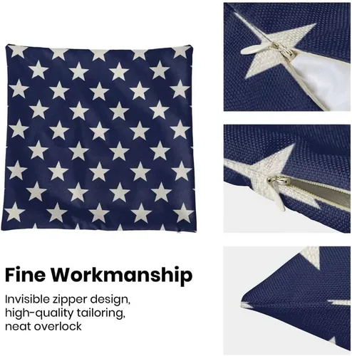 Miniatura 6 de Juego de 2 fundas de almohada decorativas para el 4 de julio, 16 x 16 pulgadas, diseño patriótico de estrellas azul marino del Día