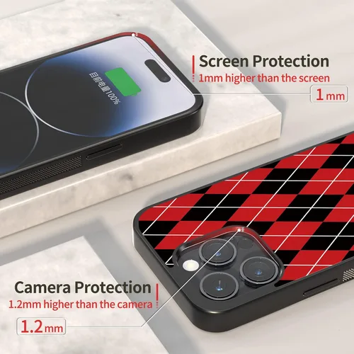 Miniatura 6 de Fundas para iPhone 7/8/Plus/X/Xs/Xr/11/12/13/14/15/16/17/Pro/Max/Plus/Air/Mini (negro y rojo)