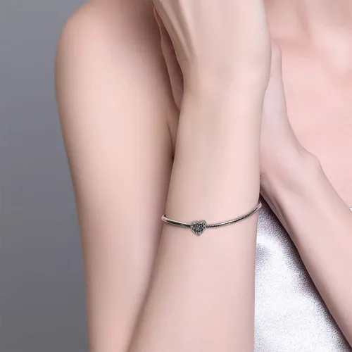 Miniatura 4 de PEIMKO Dije personalizado de plata de ley con diseño de corazón de flor de nacimiento y corazón de flor de nacimiento, pulsera de serpiente, regalo