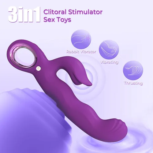 Miniatura 5 de Thrusting Vibrator for Women, 3 in 1 Adult Sex Toys with G Spot Rabbit Vibrator and Clitoral Stimulator, 7 Thrusting & 7 Vibrating Modes, 8.3 Inch