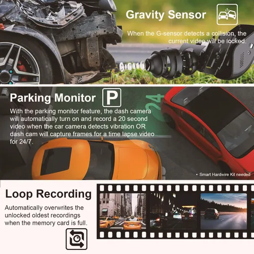 Miniatura 6 de rexing V1 2.4" LCD FHD 1080p 170 cámara grabadora gran angular para tablero Cámara para tablero con grabación de bucle G-Sensor, WDR