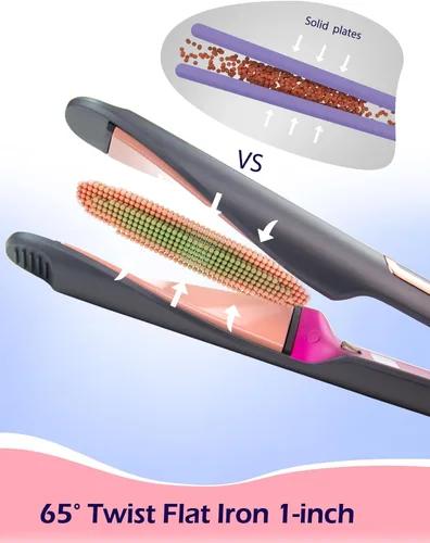 Miniatura 2 de ANGENIL Plancha Plana de Cerámica Pro Twist de 1 Pulgada, Alisador y Rizador de Cabello de Doble Voltaje 2 en 1, Multi-Estilizadores Plancha Plana
