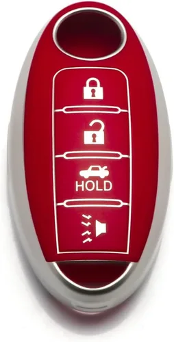 Miniatura 14 de Xotic Tech - Funda de TPU plateada con 4 botones impresos, compatible con Nissan Sentra Versa Armada Leaf Titan Altima GT-R 370Z Maxima Infiniti Q50