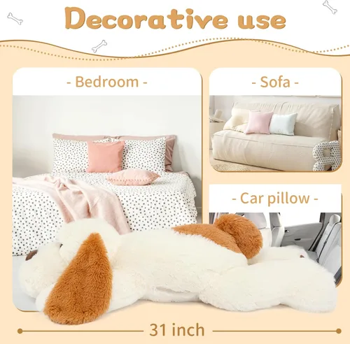 Miniatura 6 de MorisMos Animales de peluche gigantes para perros grandes, 31 pulgadas, almohada suave para cachorros grandes, regalo para niños, niñas, niños