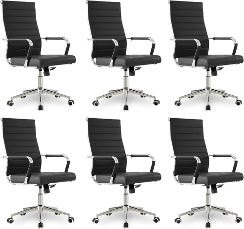 Miniatura 20 de Okeysen Office Desk Chair, Ergonomic Leather Modern Conference Room Chairs, Executive Ribbed Height Adjustable Swivel Rolling Chair for Home Office