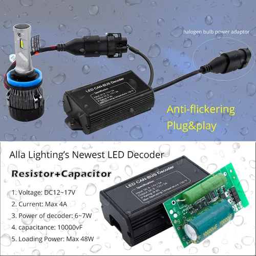 Miniatura 5 de Alla Lighting PX29t Base HB5 9007 LED Decodificadores CAN Bus Libres de Error para Kits LED/DRL, Bombillas Anti-Parpadeo/Intermitencia