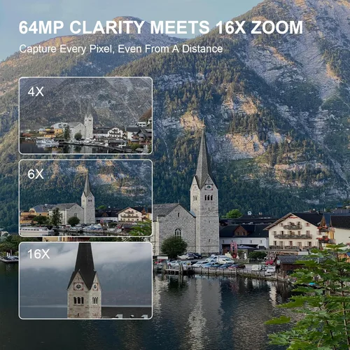 Miniatura 9 de Yatao Cámaras digitales para fotografía y vlogging, pantalla giratoria 6K 64MP, lente dual, micrófono para video, tarjeta TF de 64GB, cámara