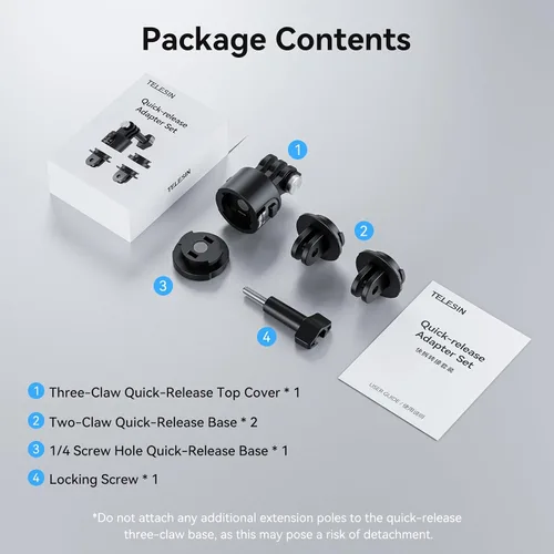 Miniatura 6 de TELESIN Base de adaptador de montaje para accesorios GoPro, montaje magnético de trípode de cámara de liberación rápida para DJI Action Osmo 3/4/5