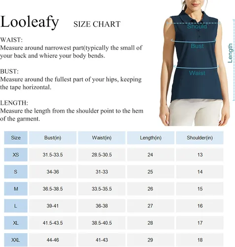 Miniatura 7 de Looleafy Women's Sleeveless Golf Shirt Quick Dry Tennis Tank Tops Golf Polo Shirts for Women with Collar