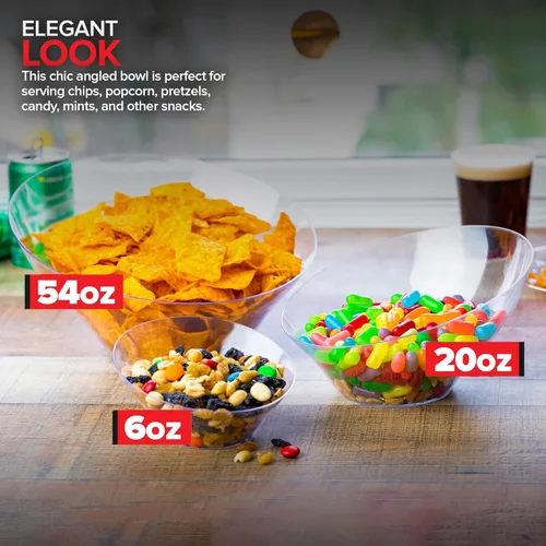Miniatura 5 de Cuencos de plástico transparente de 6 onzas (paquete de 8) pequeños platos desechables para dulces, recipientes de bufé para papas fritas, palomitas
