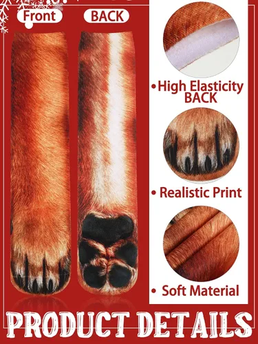 Miniatura 3 de 10 pares de calcetines de pata de animal de Navidad, novedosos calcetines impresos en 3D, calcetines de pies de animales para mujeres, hombres