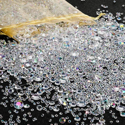 Miniatura 2 de Hicarer 7000 piezas de decoración de diamantes brillantes, relleno de jarrón con diamantes brillantes, gemas acrílicas para esparcir en mesa