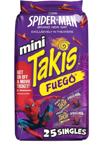 Miniatura 9 de Takis Mini 25 piezas / 1.23 oz Paquete de variedad de tamaño bocado, chips de tortilla enrollados de sabores variados – (15) Fuego, (10) Blue Heat