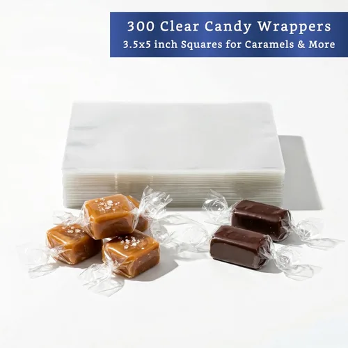Miniatura 2 de Envoltorios Transparentes para Caramelos (300 Piezas 8.9x12.7 cm) - Envoltorio de Celofán Claro Natural - Papel de Envolver Dulces para Caramelo