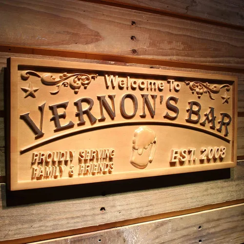 Miniatura 5 de ADVPRO wpa0053 - Letrero personalizado con nombre grabado en 3D de madera para el hogar, bar, cerveza, decoración del hogar, placas de casa de lago