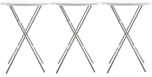 Miniatura 16 de BTExpert Mesa Plegable de Plástico de Granito Blanco Redonda de 32" Altura de Barra de 43" Mesa Comercial Portátil Mesa de Banquete Tarjeta Café