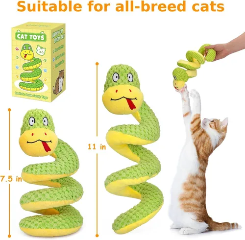 Miniatura 2 de Juguetes Retro Shaw para gatos, serpiente de hierba gatera realista de 11 pulgadas con sonido crujiente en el interior, juguetes de nip