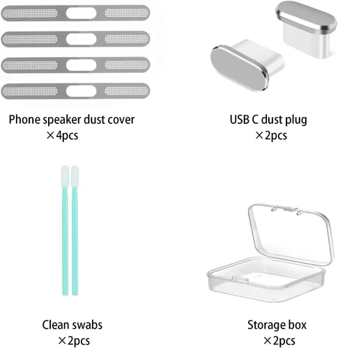 Miniatura 2 de Enchufe antipolvo USB C, cubierta de puerto USB C, cubierta de enchufe USB C con protector de altavoz, cubierta antipolvo compatible con iPhone 17