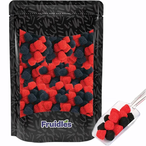 Miniatura 10 de Fruidles Gomitas de frambuesa, deliciosas gomitas de sabor a frutas recubiertas de azúcar (1 libra)