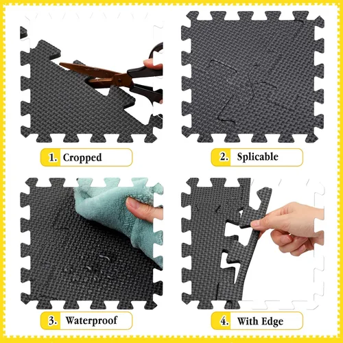 Miniatura 3 de Nuanchu 60 PCS Tapete de Rompecabezas de Espuma para Niños a Granel - Tapete de Juego de Espuma de Color Sólido con Bordes Entrelazados Alfombra