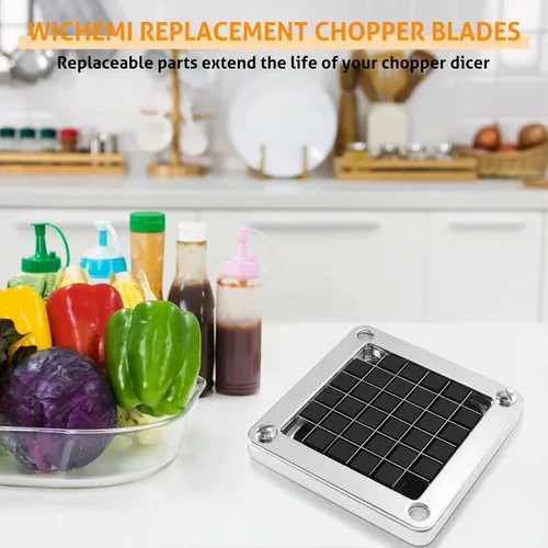 Miniatura 7 de WICHEMI Cuchilla de repuesto para picadora de verduras comercial de 1/2 pulgadas, cortador de cebolla de acero inoxidable, cuchillas y bloque