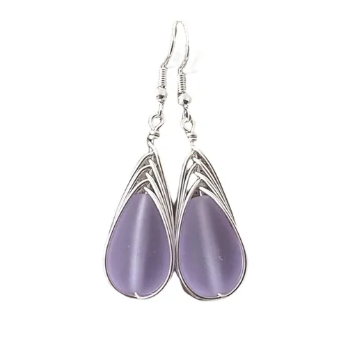 Miniatura 68 de Yinahawaii Handmade Sea Glass Earrings, Hawaiian Jewelry, Wire Braided Earrings Teardrop Earrings, Beach Jewelry Sea Glass Jewelry For Women Cobalt