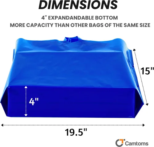 Miniatura 3 de Bolsas de compras de plástico grandes de 19 x 15 pulgadas con asas, bolsas de compras extra grandes para boutique de pequeñas empresas, tiendas Azul