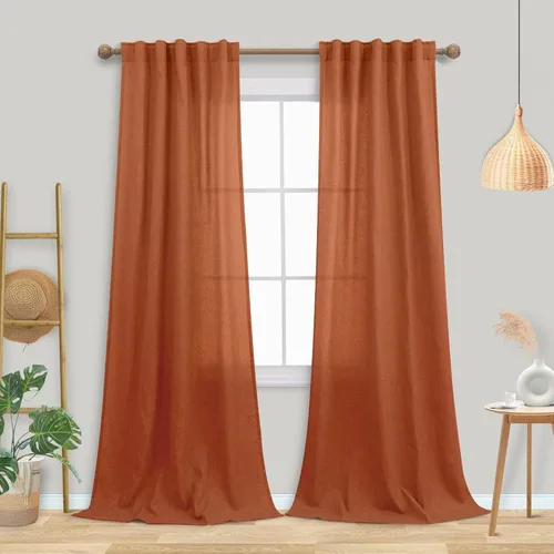 Miniatura 84 de Cortinas de lino azul claro de 90 pulgadas de largo para sala de estar, dormitorio de niñas, guardería, decoración acogedora de verano, bolsillo