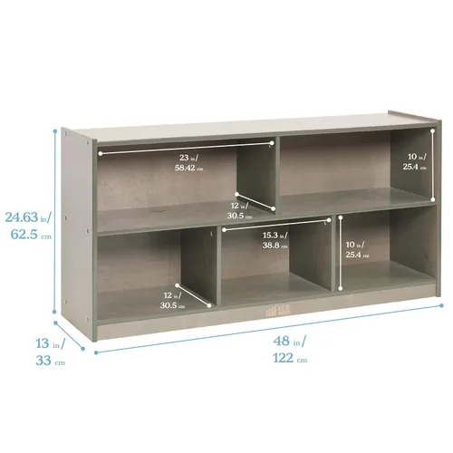 Miniatura 3 de ECR4Kids Gabinete de almacenamiento móvil de 5 compartimentos, para niños pequeños, mobiliario para aulas, Gris lavado