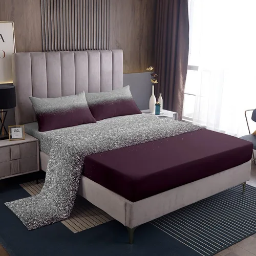 Miniatura 9 de Manfei Juego de sábanas con purpurina tamaño individual, juego de ropa de cama negro y gris para decoración de habitación de niños, niñas