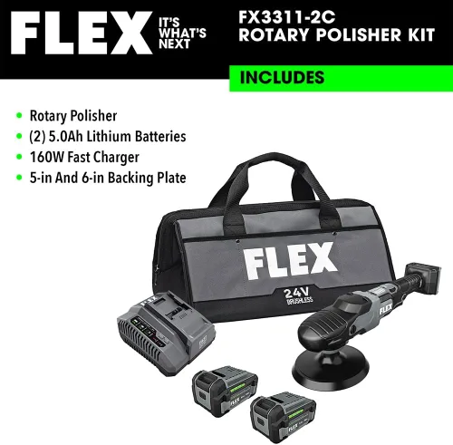 Miniatura 8 de FLEX Kit de pulidora rotativa inalámbrica sin escobillas de 24V con (2) batería de litio de 5.0Ah y cargador rápido de 160W - FX3311-2C